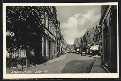 AK Lübbecke i. W., Langestrasse mit Hotel Deutsches Haus