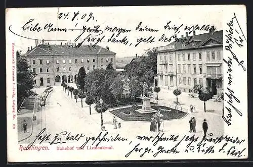 AK Reutlingen, Bahnhof und Listdenkmal