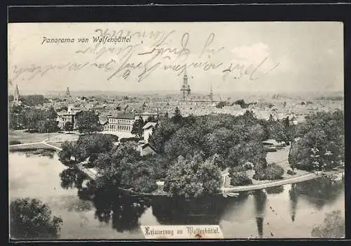 AK Wolfenbüttel, Panorama mit Kirche