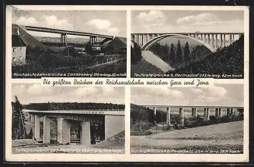 AK die Reichsautobahnbrücken zwischen Gera und Jena