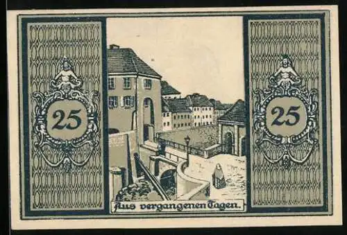 Notgeld Glatz, 25 Pfennig, Ortspartie, Stadtwappen