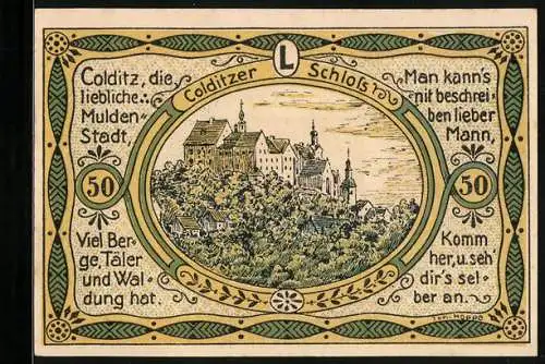 Notgeld Colditz /Sachsen 1921, 50 Pfennig, Das Colditzer Schloss