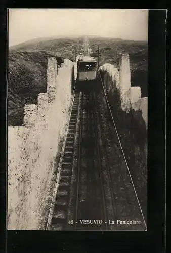 AK Napoli, Vesuvio, La Funicolare, Bergbahn