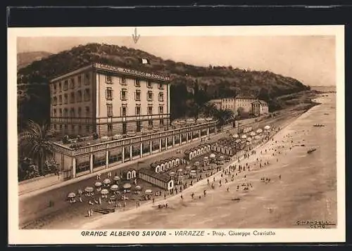 Künstler-AK Varazze, Grande Albergo Savoia, Prop. Giuseppe Craviotto