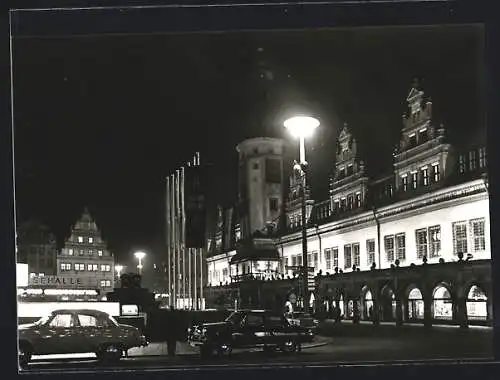 AK Leipzig, Altes Rathaus bei Nacht