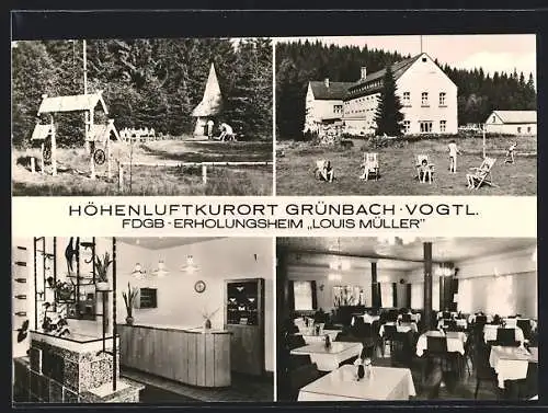 AK Grünbach / Vogtl., Partien des FDGB-Erholungsheims Louis Müller