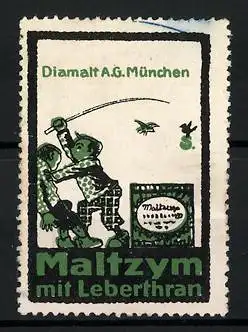 Künstler-Reklamemarke Sigmund von Suchodolski, Maltzym mit Lebertran, Diamalt AG München, zwei Buben im Streit