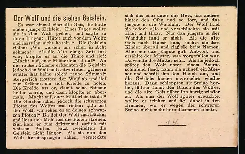 Vertreterkarte Freiburg i. B., Freiburger Früchten-Kaffee, Volks-Nahrungs-Mittel, Der Wolf und die sieben Geislein