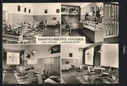 AK Marienberg /Erzgeb., Das Ho-Hotel Lindencafé, mit Bar und Speisesaal