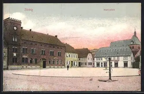 AK Zörbig, Marktplatz mit Gasthaus Ratskeller