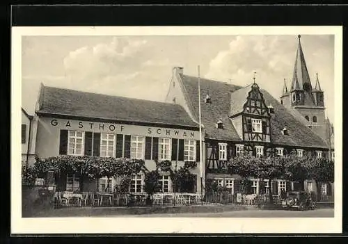 AK Oestrich i. Rheingau, Gasthof z. Schwan von Franz Winkel