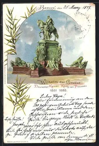 Lithographie Berlin, Kaiser Wilhelm I.-Denkmal