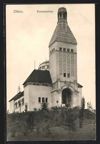 AK Zittau, Blick zum Krematorium