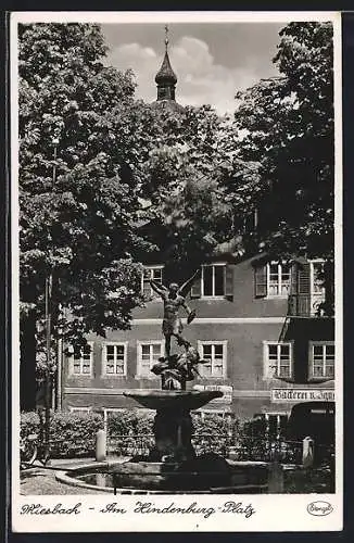 AK Miesbach, Brunnen am Hindenburg-Platz