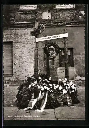 AK Berlin, Mahnmal Bernauer Strasse an der Grenze