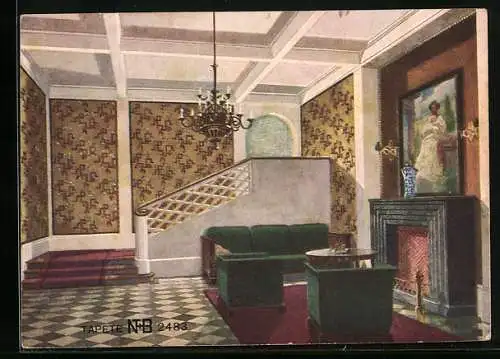 Vertreterkarte Coburg, Ernst Volz, Mohrenstrasse 6, Spezialhaus für Tapeten und Linoleum