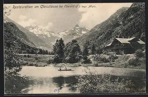 AK Oberstdorf i. bayr. Allgäu, Restaurant am Christlesee