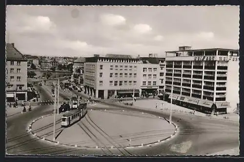 AK Kiel, Strassenbahnen, Woolworth, Holstenbrücke