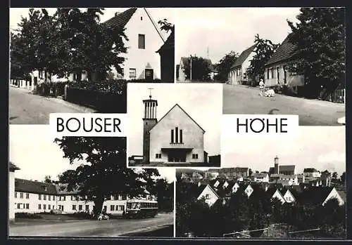 AK Bouser-Höhe /Völklingen, Kirche, Schule und Schulbus, Reihenhais-Viertel, Ortspartie