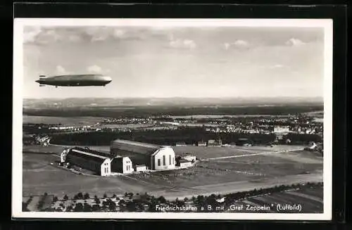 AK Friedrichshafen /Bodensee, Fliegeraufnahme des LZ127 Graf Zeppelin