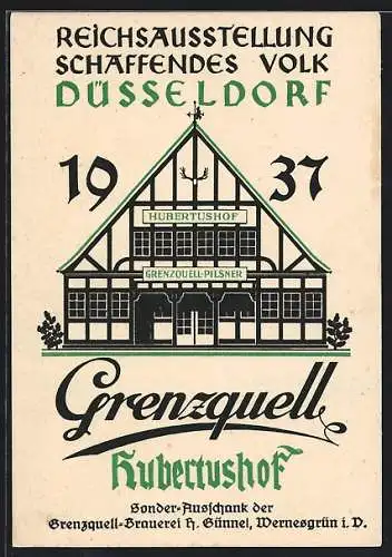 AK Düsseldorf, Reichsausstellung Schaffendes Volk 1937, Gasthaus Hubertushof