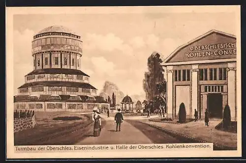 AK Posen, Turmbau der Oberschles. Eisenindustrie u. Halle der Oberschles. Kohlenkonvention