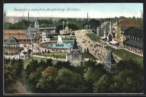 AK Zwickau, Gewerbe- u. Industrie-Ausstellung, Blick auf den Ausstellungsplatz