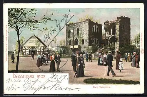 AK Düsseldorf, Industrie- und Gewerbe-Ausstellung 1902, Burg Rüdesheim