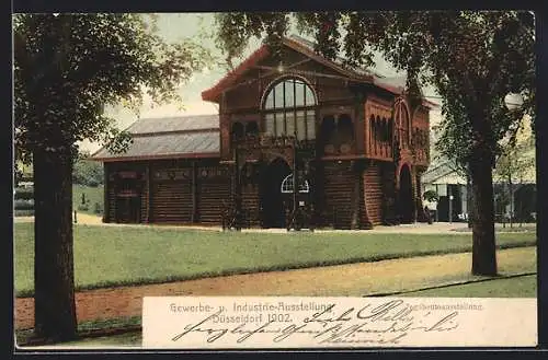 AK Düsseldorf, Gewerbe- und Industrie-Ausstellung 1902, Halle der Jagdbeuteausstellung