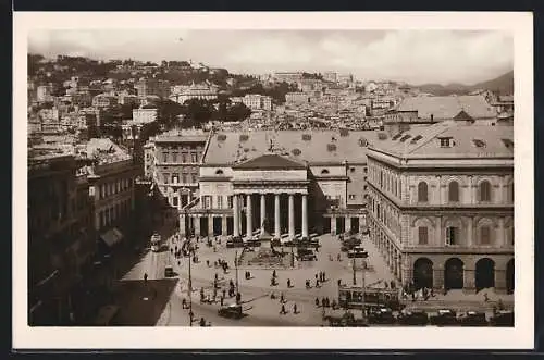 AK Genova, Piazza de Ferrari, Strassenbahn