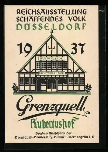 AK Düsseldorf, Reichsausstellung Schaffendes Volk 1937, Gasthaus Hubertushof