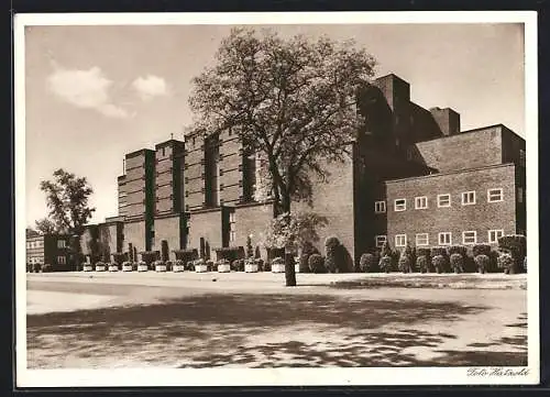 AK Magdeburg, Ausstellungsgelände Rotehorn, Blick auf die Stadthalle