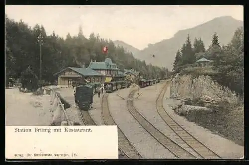 AK Brünigbahn, Station mit Restaurant