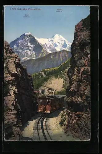 AK Schynige Platte-Bergbahn mit Blick zum Mönch und Eiger