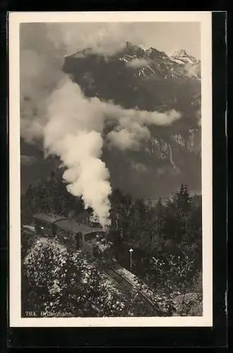 AK Brünigbergbahn vor Bergpanorama