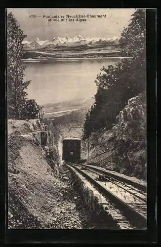 AK Funiculaire Neuchatel-Chaumont et vue sur les Alpes