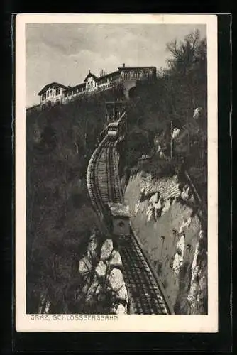 AK Graz, Die Schlossbergbahn an der Gabelung