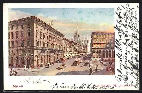 Künstler-AK Milan, Grand Hotel de la Ville