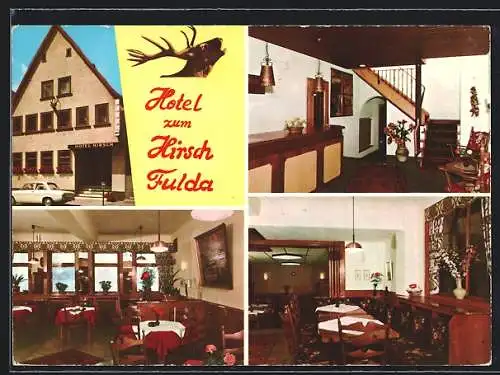 AK Fulda, Das Hotel zum Hirsch, mit Innenansichten, Inh. Alfred Lins