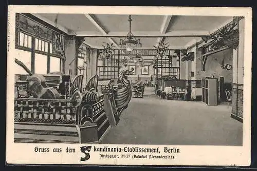 AK Berlin, Speisesaal des Skandinavia-Etablissements, Dircksenstr. 26 /27