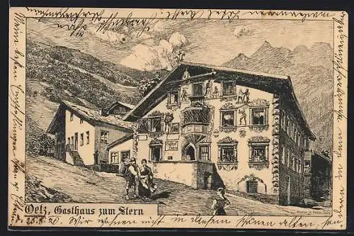 Künstler-AK Eugen Felle: Oetz, Gasthaus zum Stern