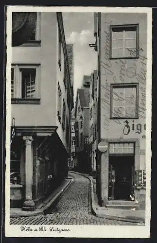 AK Köln a. Rh., Strasse Lintgasse mit Zigarrengeschäft