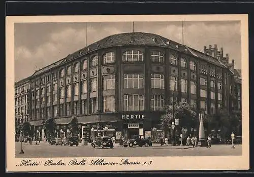 AK Berlin-Kreuzberg, Kaufhaus Hertie, Belle-Alliance-Strasse 1-3