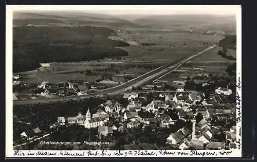 AK Oberlauchringen, Ortsansicht vom Flugzeug aus