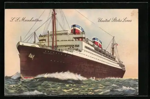 AK Dampfschiff S.S. Manhattan der United States Lines