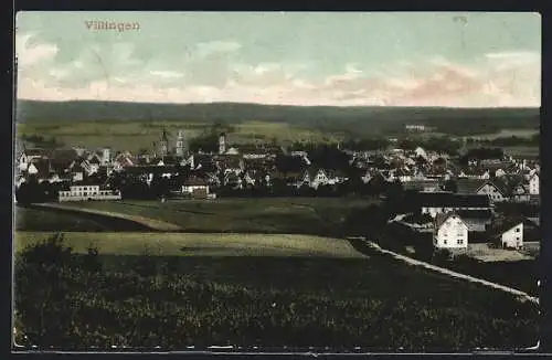 AK Villingen / Schwarzwald, Teilansicht mit Kirche