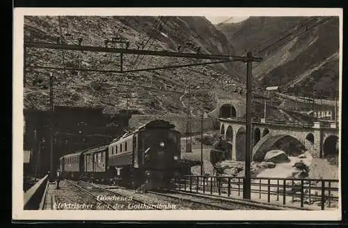 AK Göschenen, Elektrischer Zug der Gotthardbahn