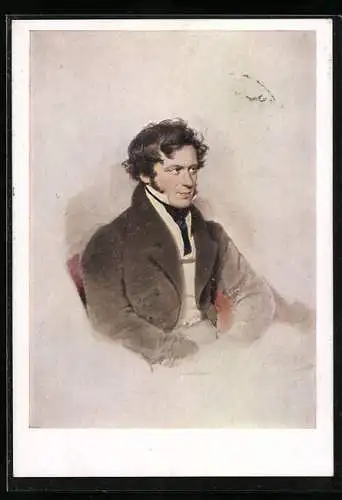 Künstler-AK Moritz Michael Daffinger: Portrait Franz Grillparzer, 1827