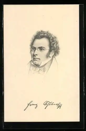 Künstler-AK Portrait des Komponisten Franz Peter Schubert