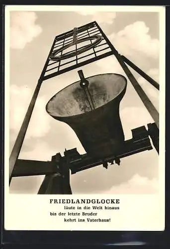 AK Friedland / Leine, Friedlandglocke, Spruch